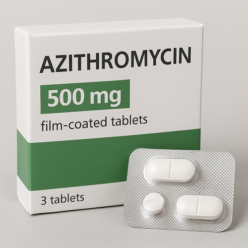 Azithromycin 500mg package and packaging box close-up image