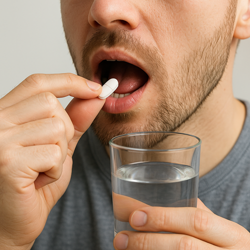 A person orally taking an Azymo Star 500mg tablet