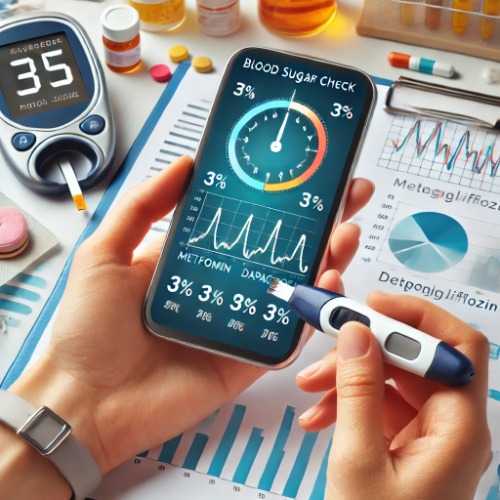 Blood sugar check using glucose meter or stabilized blood sugar graph