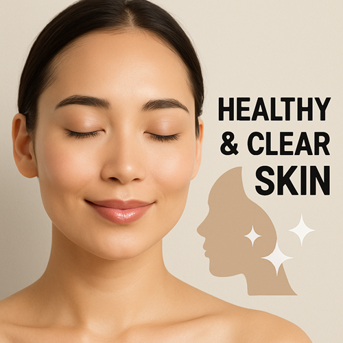 Image highlighting a woman with clear and even skin tone – emphasizing the healthy and clean skin improvement effect