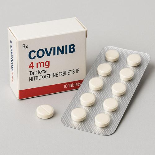 Covinib 4mg product photo clearly showing the product package and tablet