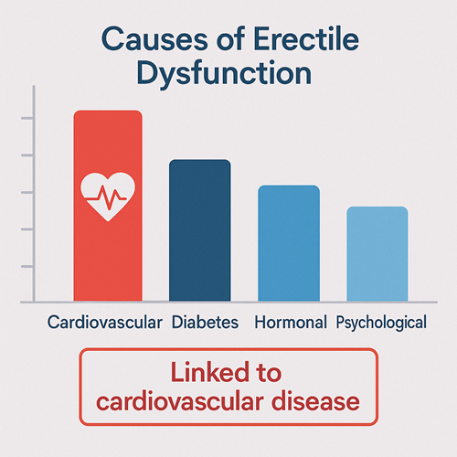 Graph showing causes of erectile dysfunction and its link to cardiovascular disease