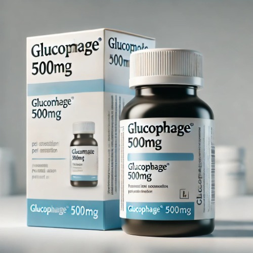 Close-up of Glucophage 500mg bottle and packaging