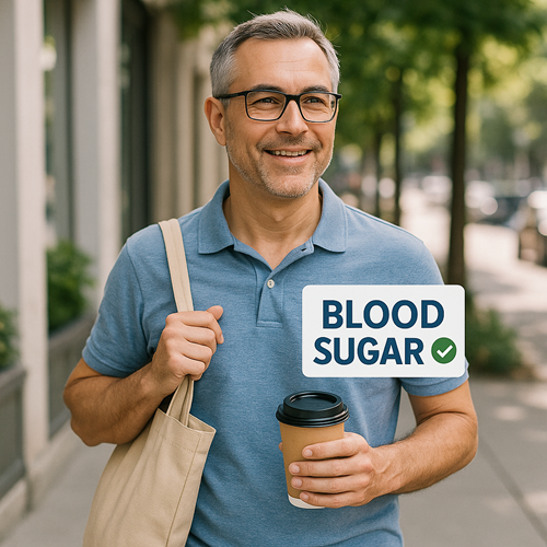 A patient going about daily life with stabilized blood sugar after taking Glyciphage 500mg