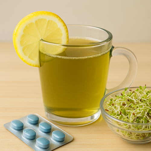 Heart health drink made with alfalfa tea or juice