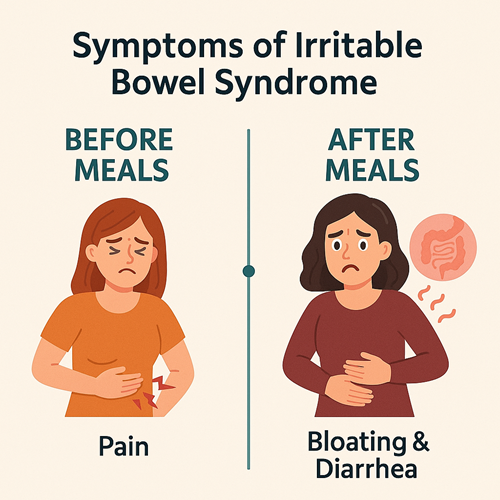 Differences in symptoms of irritable bowel syndrome before and after meals