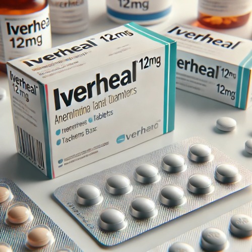 Close-up of Iverheal 12mg blister pack and packaging