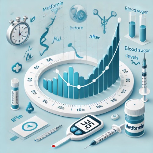 Graph showing improved blood sugar levels after taking Metformin