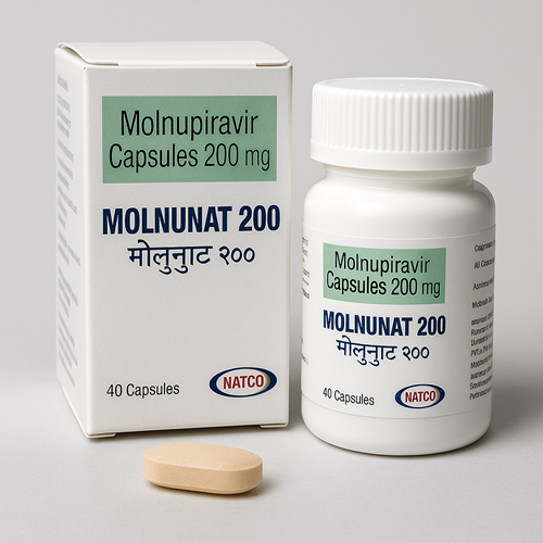 Molnunat 200mg product photo clearly showing the product package and tablet