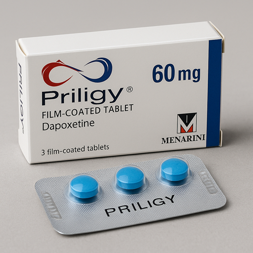 Priligy 60mg package and packaging box close-up image