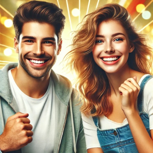 Confident and vibrant man and woman representing the effects of Rogaine