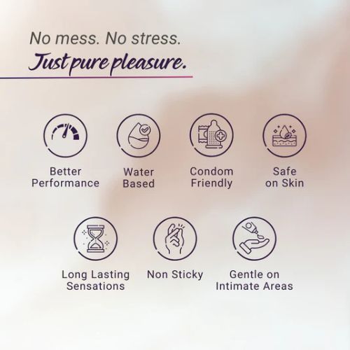 Bloom Astra Tingling Gel features – water based, condom friendly, safe on skin, long lasting, non sticky, intimate gel benefits