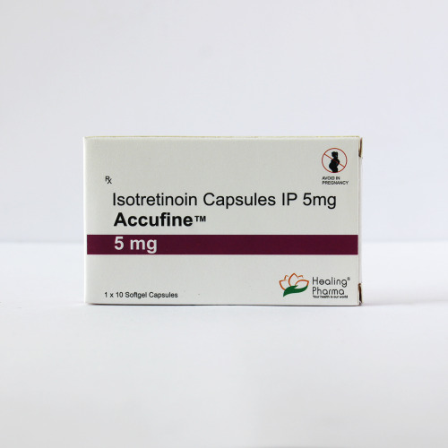 Accufine 5mg Isotretinoin Capsules box front view