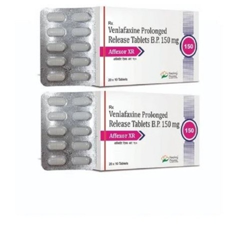 Affexor-XR 150 tablets 150mg silver blister strips with printed foil and Healing Pharma branding