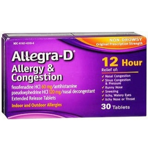 Allegra-D 30 Tablets blister strip close-up