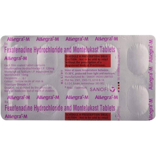Allegra-M blister strip showing tablet layout