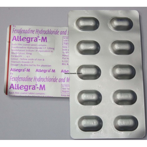 Allegra-M tablets box with blister pack side view