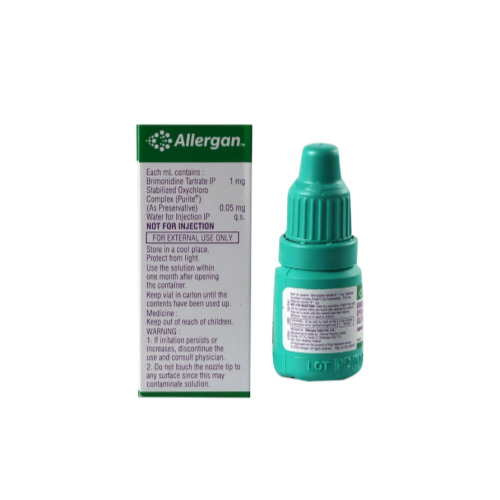 Alphagan Z 5ml eye drops green plastic bottle with white and green label and box
