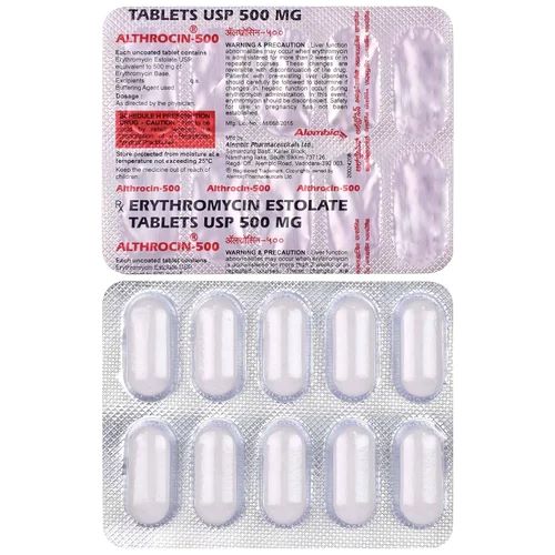 Althrocin 500 150 tablets branded box with blister pack erythromycin estolate antibiotic therapy online pharmacy