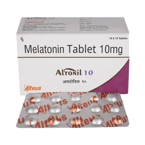 Altonil 10mg Melatonin tablets outer box with blister strip packaging