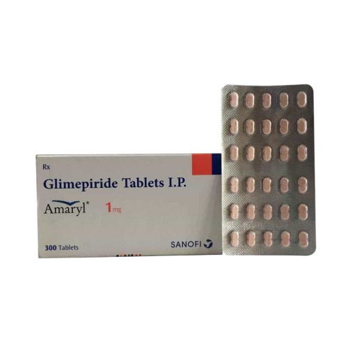 Amaryl 1mg tablets pack with brown blister strip containing round tablets