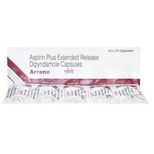 Arreno 100 capsules blister strips clopidogrel aspirin antiplatelet cardiovascular treatment online pharmacy