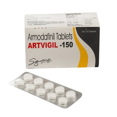 Artvigil 150mg tablets blister pack with branded outer carton packaging