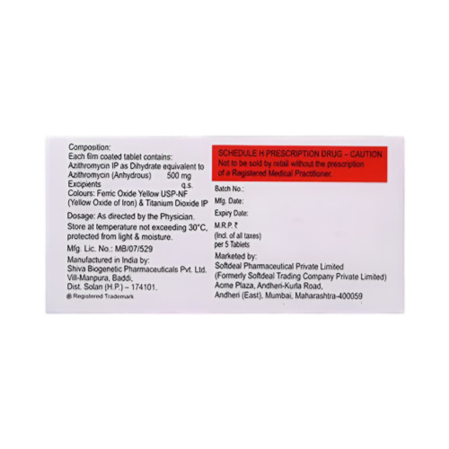 Azax 500 silver blister strip with printed red label and prescription details