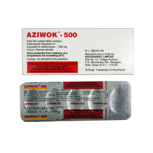 Aziwok 500 blister strip with tablets