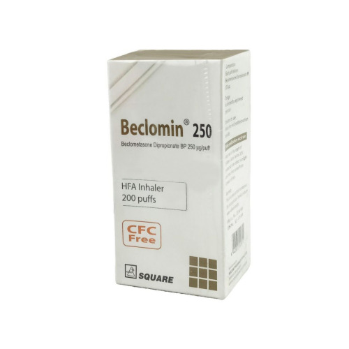 Becotide Inhaler 250 metered dose inhaler outer box with product details