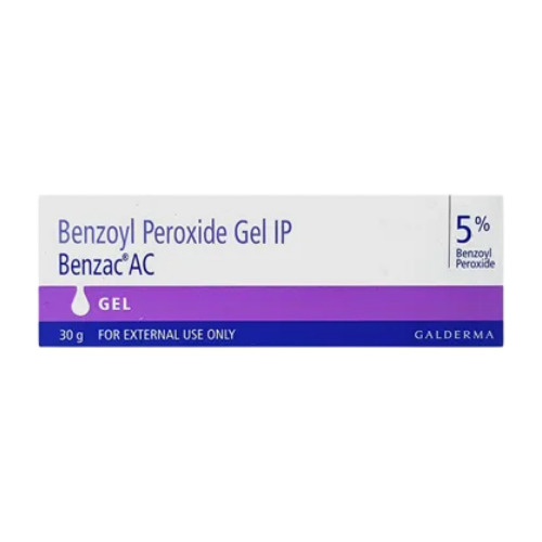 Benzac AC 5% Gel outer box showing brand name and concentration