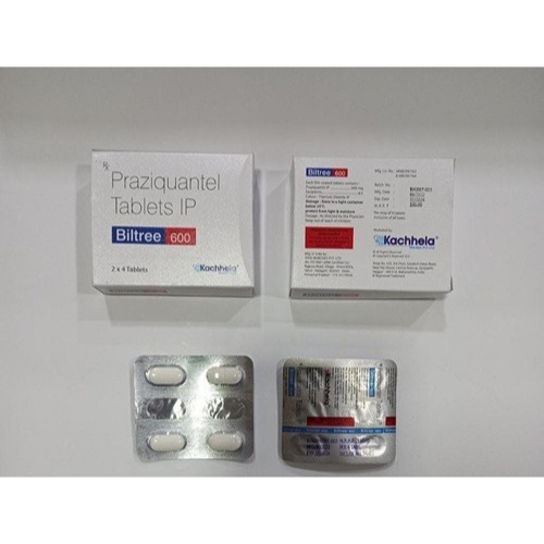 Billtree 600 (Praziquantel) 600mg 8 tablets blister packs with carton boxes set display for antiparasitic and deworming treatment online pharmacy