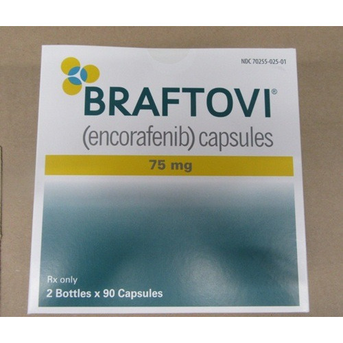 Braftovi 75mg 2 Bottles x 90 Capsules bottle close-up