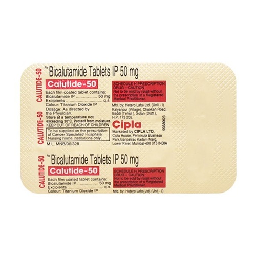 Calutide 50 10 tablets strip packaging bicalutamide oral anticancer medicine online pharmacy
