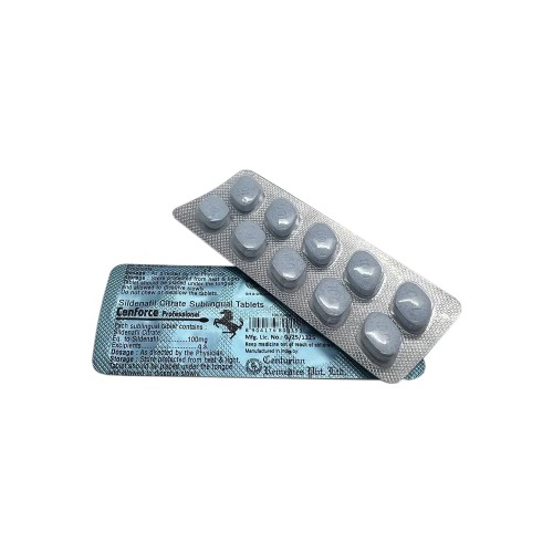 Cenforce Professional 100mg blister pack close-up, tablets and printed label details visible