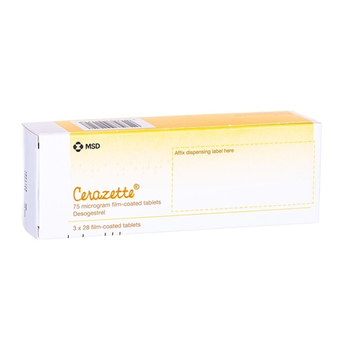 Cerazette 84 tablets product box with logo and printed label