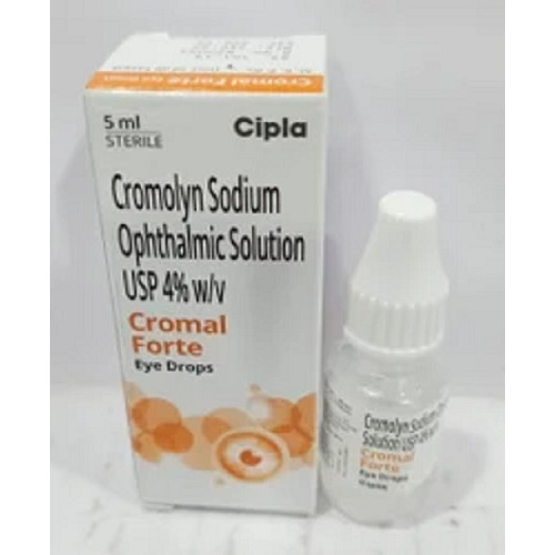 Cromal Forte Eye Drops 2 percent box with bottle side view