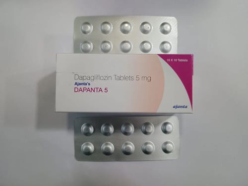 Dapanta 5 box with blister pack displayed, packaging and dosage details visible