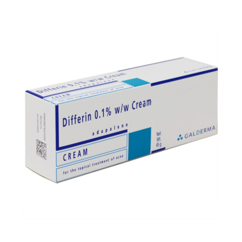 Differin Cream 0.1% outer carton showing product details and strength