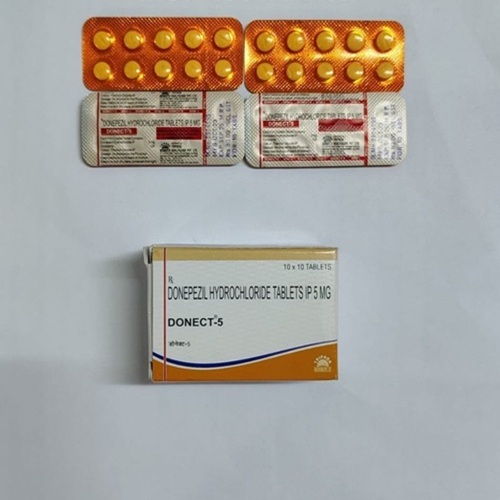 Donect 5 tablets 5mg orange foil blister strip with printed text and carton packaging