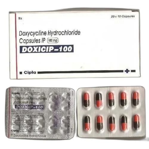 Doxicip 100 capsules blister strip close-up