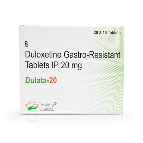 Dulata 20 (Duloxetine 20mg) Healing Pharma carton with multiple blister packs of tablets