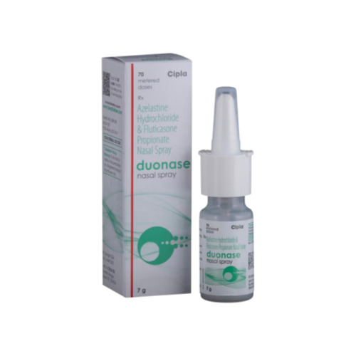 Duonase Nasal Spray 70 mdi front box packaging with bottle