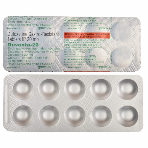 Duvanta 20 blister strip showing tablet layout
