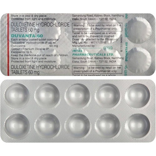 Duvanta 60 blister strip showing tablet layout