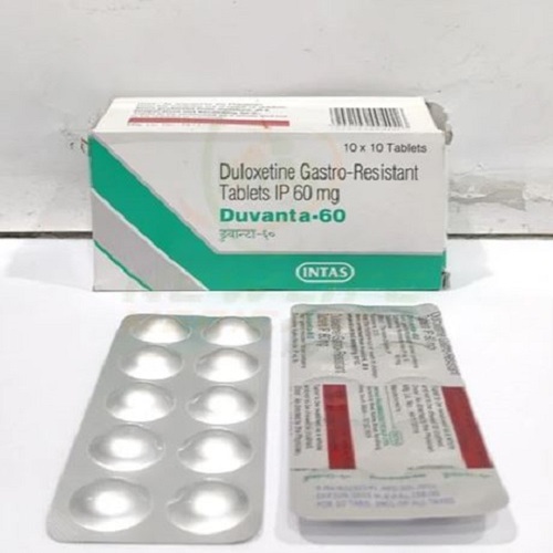 Duvanta 60 tablets box with blister pack side view