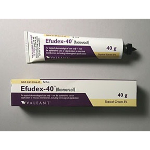 Efudex-40 5% Cream topical chemotherapy tube and box with Valeant branding