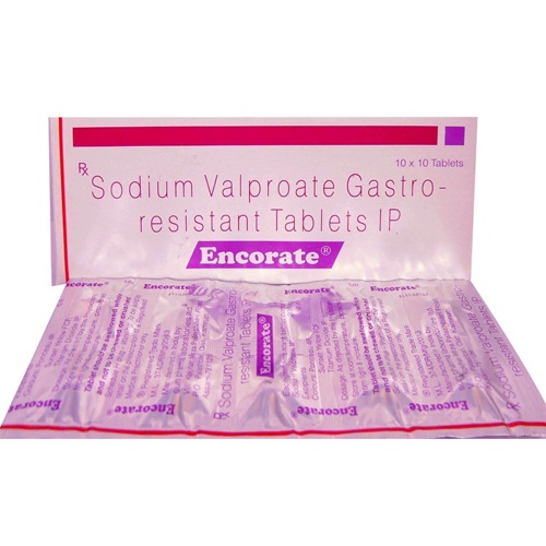 Encorate 200mg 100 tablets pack with purple foil blister sheets and product box