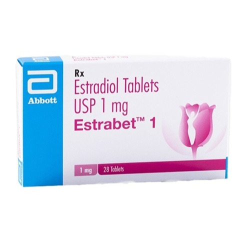 Estrabet 1mg 28 tablets branded box packaging estradiol hormone therapy online pharmacy