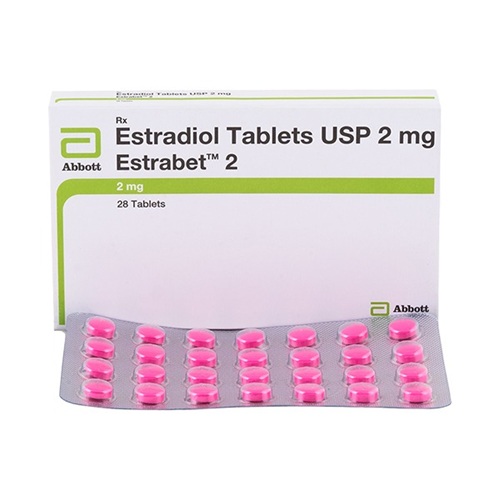 Estrabet 2mg 28 tablets pink blister strips with branded box estradiol hormone therapy online pharmacy
